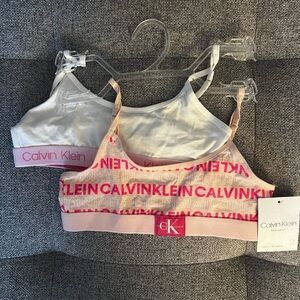 Calvin Klein Pink and White Tank Tops